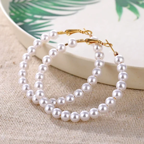 Fashion Coréen Imitation Perle Cercle Cercles Boucles – Image 3