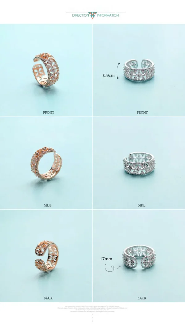 Cc Bijouterie Rings For Women Trendy Jewelry Hollow Clover Open Size Romantic Bridal Wedding Engagement Ring Anillos Cc773 – Image 2
