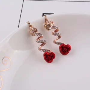JIOFREE CZ Rhinestone Clip Earrings for Women