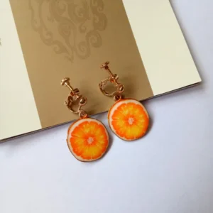 New Summer Lovely Fruit Orange Kiwi Apple Clip on Earrings Without Piercing for Girl's Fashion Enamel Earrings Bijouterie