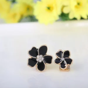 Grace Jun Korea Style Five Flowers Shape Enamel Clip on Earrings Without Piercing for Girls Party No Hole Ear Clip Bijouterie
