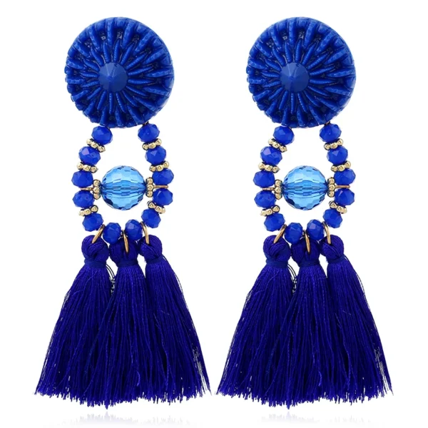 Fashion Hanging Drops Beads Long 3 Tassel Earrings Studs Black Red Bijouterie Ear Jewelry Multi Color For Women Wedding Gifts – Image 5