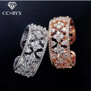 CC Bijouterie Rings For Women Trendy Jewelry Hollow Clover Open Size Romantic Bridal Wedding Engagement Ring Anillos CC773