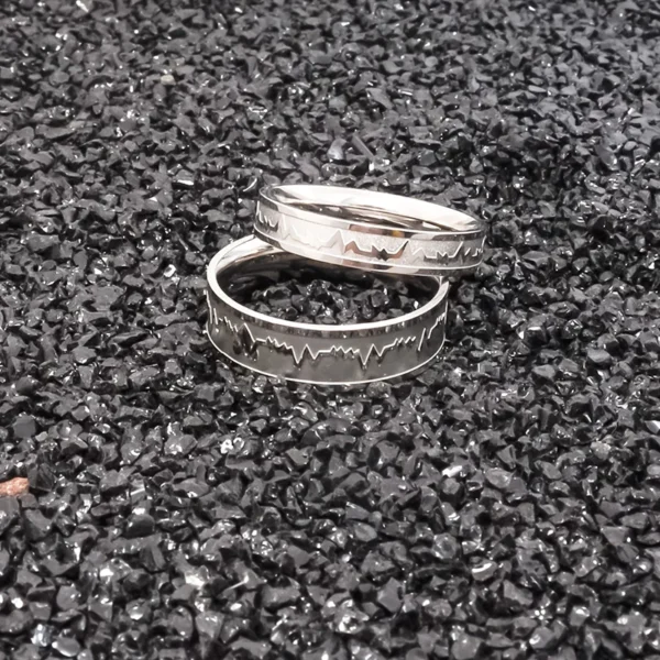 1Pcs Classic Stainless Steel Ring Electrocardiogram Wave Heartbeat Ring Wedding Couples Rings Bijouterie For Man Or Woman Gift – Image 6