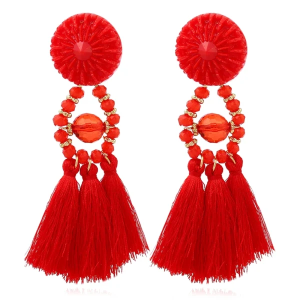 Fashion Hanging Drops Beads Long 3 Tassel Earrings Studs Black Red Bijouterie Ear Jewelry Multi Color For Women Wedding Gifts – Image 4