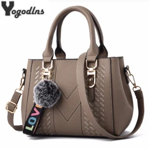 Sacs de messager brodés femmes sacs à Main en cuir sacs pour femmes Sac à Main dames boule de cheveux Sac à Main