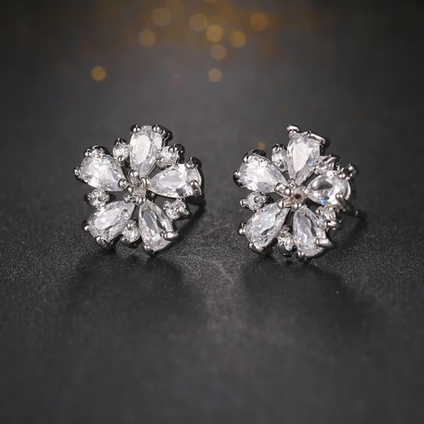 Emmaya Luxury Cute Flower Small Stud Earrings With Zircon Stone Women Birthday Gift Bijouterie – Image 5