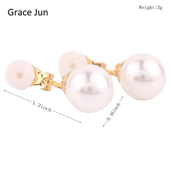 Grace Jun 4 Colors New Simulated Pearl Clip On Earring No Pierced For Women Wedding Luxury Bridal Earring Bijouterie 8Mm&Amp;12Mm – Image 6