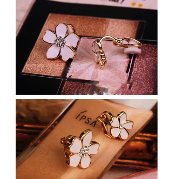 Grace Jun Korea Style Five Flowers Shape Enamel Clip On Earrings Without Piercing For Girls Party No Hole Ear Clip Bijouterie – Image 4