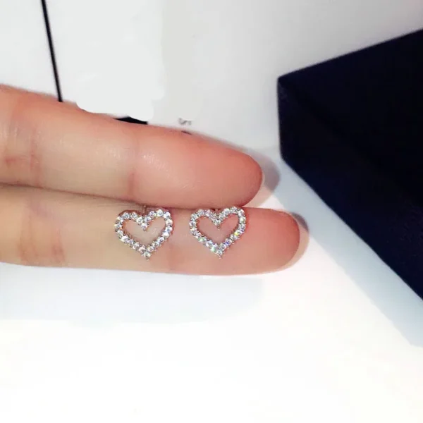Small Stud Earrings For Women 925 Silver Needle Jewelry Heart Brincos Bridal Wedding Engagement Romantic Bijouterie