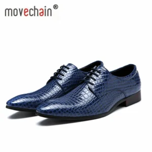 Chaussures de fête de mariage à lacets en cuir de Grain de peau de serpent pour hommes chaussures plates Oxfords de bureau d'affaires taille européenne 38-48