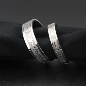 1Pcs Classic Stainless Steel Ring Electrocardiogram Wave heartbeat Ring Wedding Couples Rings Bijouterie for Man or Woman Gift