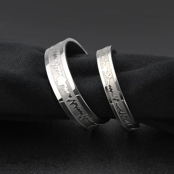 1Pcs Classic Stainless Steel Ring Electrocardiogram Wave Heartbeat Ring Wedding Couples Rings Bijouterie For Man Or Woman Gift