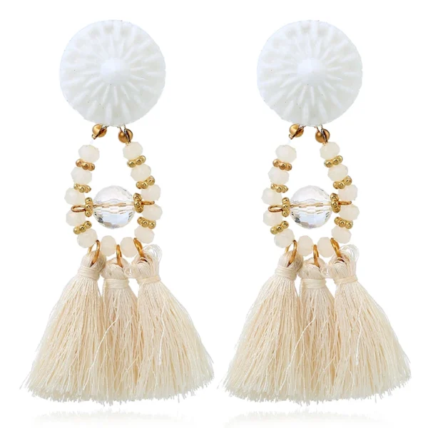 Fashion Hanging Drops Beads Long 3 Tassel Earrings Studs Black Red Bijouterie Ear Jewelry Multi Color For Women Wedding Gifts – Image 3