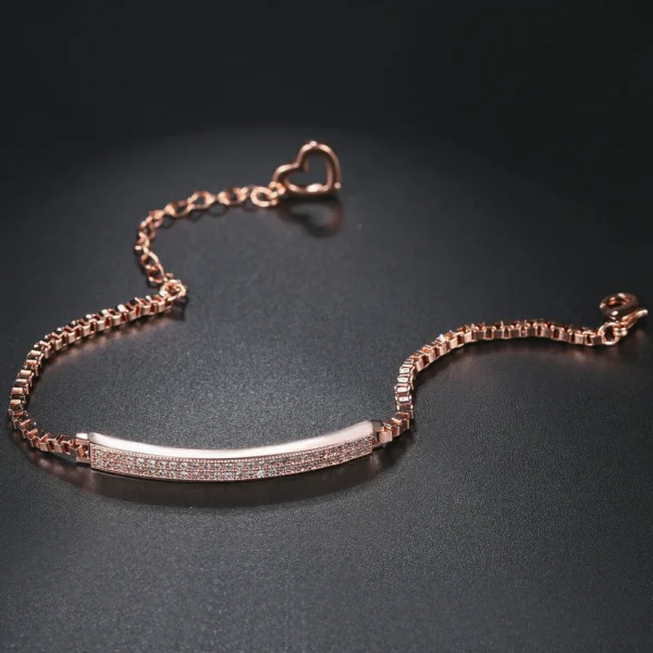Double Fair Brand Cubic Zirconia Chain Bracelets &Amp; Bangles Rose Gold Color Fashion Cz Stone Jewelry For Women Bijouterie Dfh172 – Image 5