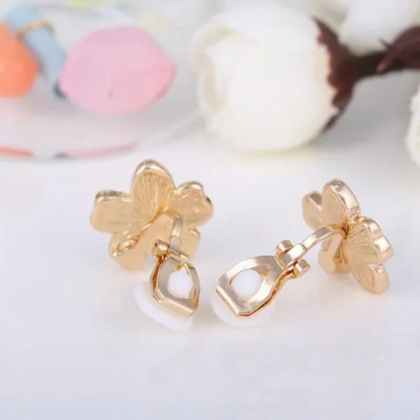 Grace Jun Korea Style Five Flowers Shape Enamel Clip On Earrings Without Piercing For Girls Party No Hole Ear Clip Bijouterie – Image 5