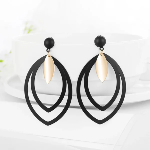 Wybu Summer Style Golden Black Circle Drop Earrings Star Hollow Water Drop Earing Triangle Jewel Alli Express Brinco Bijouterie – Image 2