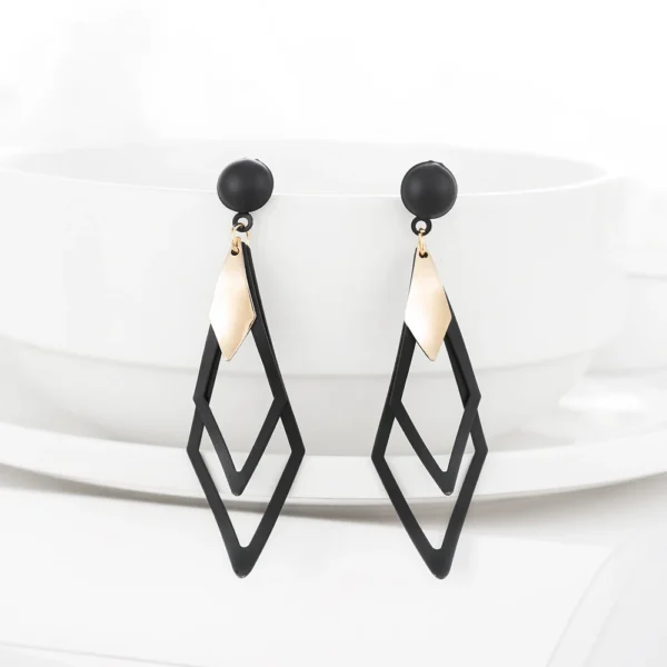 Wybu Summer Style Golden Black Circle Drop Earrings Star Hollow Water Drop Earing Triangle Jewel Alli Express Brinco Bijouterie – Image 5
