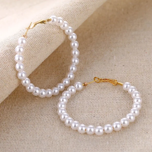 Fashion Coréen Imitation Perle Cercle Cercles Boucles – Image 5