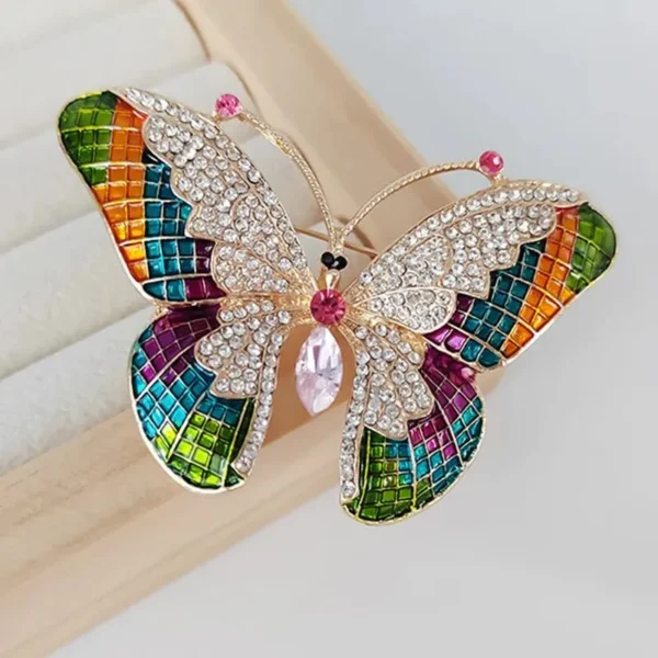 Trendy Multicolour Alloy Butterfly Brooches For Women Metal Crystal Insect Brooch Party Birthday Winter Jewelry