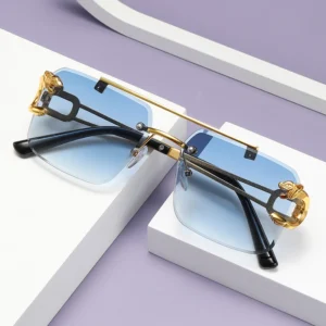 Lunettes de soleil carrées sans bords à Double pont