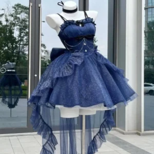 Robe de Princesse Lolita Bleue Japonaise pour Femme, Interrupteur Cadeau Éducatif