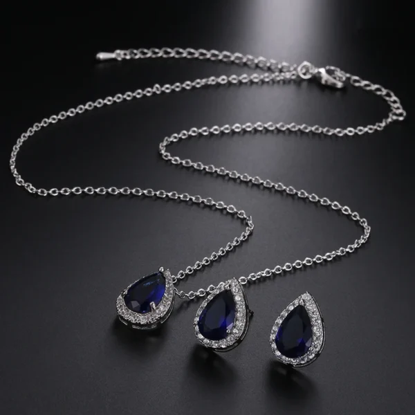Lxoen Crystal Wedding Jewelry Set With Aaa+ Zirconia Tear Earrings/Necklace Bijouterie Sets For Fashion Women Jewelry Sets – Image 5