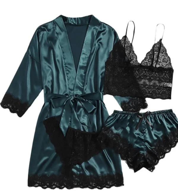 Femmes Mode Pyjama Imprimé Sexy Dentelle Garniture – Image 4
