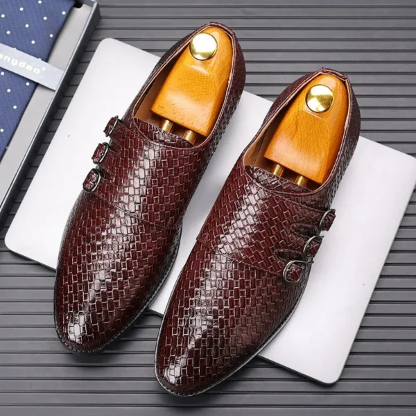 Tricot Hommes Chaussures En Cuir Chaussures Habillées D'Affaires Formelles Pour Hommes Classique Décontracté Luxe Chaussures Formelles Derby Fête Oxford Chaussures Pour Hommes – Image 5