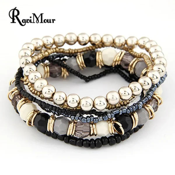 2017 Bohemian Fashion Jewelry Mutilayer Beads Bracelets &Amp; Bangles For Women Elastic Strand Pulseras Mujer Femme Bijouterie