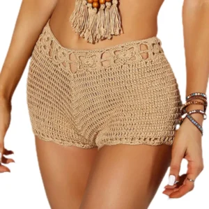 Short de bain pour femmes, vêtements d'été, découpe au crochet, bas imbibés, wstring de proximité, short de plage, maillot de bain
