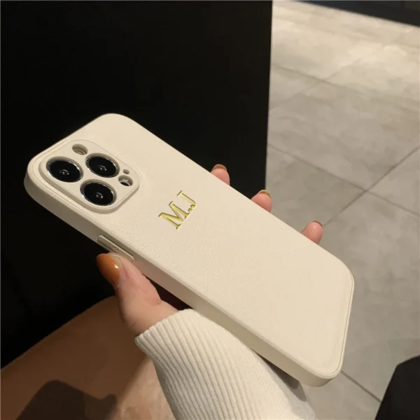Coque Personnalisée Avec Nom Pour Iphone, Initiales, Lettres, Couverture En Cuir, Diy, 16, 15, 14, 13, 12, 11 Pro Max – Image 3