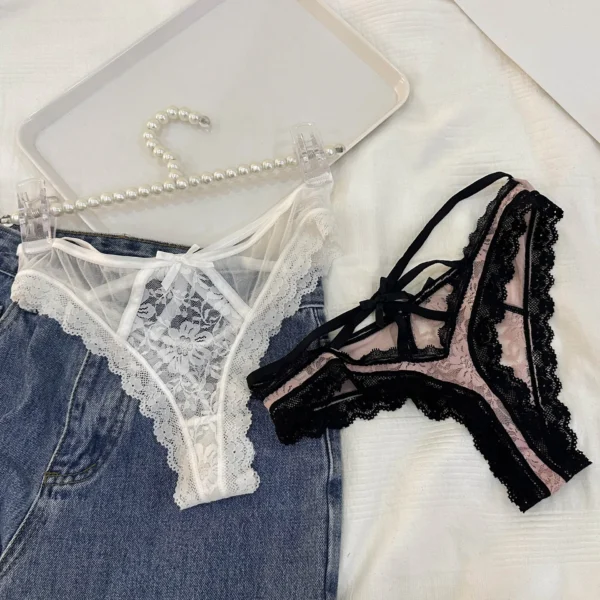 Women Panties French Sexy Lace Low Waist Pure Desire Hollow Breathable Girl Underwear Summer Sous-Vêtements Pour Femmes – Image 4