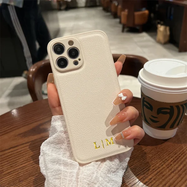 Coque Personnalisée Avec Nom Pour Iphone, Initiales, Lettres, Couverture En Cuir, Diy, 16, 15, 14, 13, 12, 11 Pro Max – Image 5