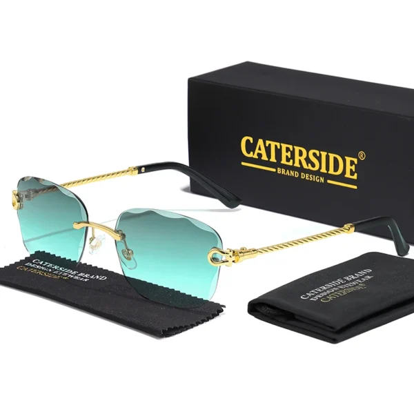 Caterside Rétro Mode Lunettes De Soleil Femmes Hommes Marque Concepteur Sans Monture Dégradé Lunettes De Soleil Nuances Coupe Lentille Dames Lunettes – Image 2