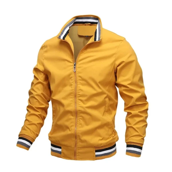 Automne Et Hiver Hommes Col Montant Décontracté Veste À Glissière Sports De Plein Air Manteau Coupe-Vent Veste Pour Hommes Imperméable Bomber – Image 5