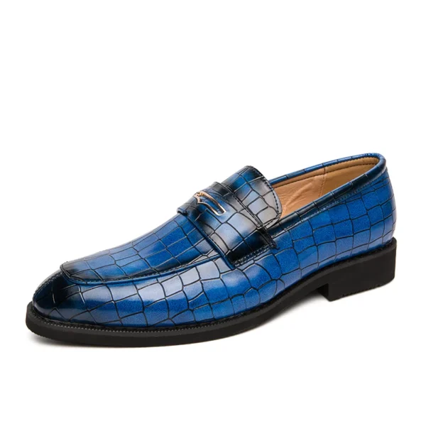 Chaussures Hommes Cuir Original Italien Classique Bleu Penny Mocassins Chaussures Rouge Chaussures Habillées Chaussures De Mariage Hommes Chaussures Plates Formelles Grande Taille: 38-48 – Image 6