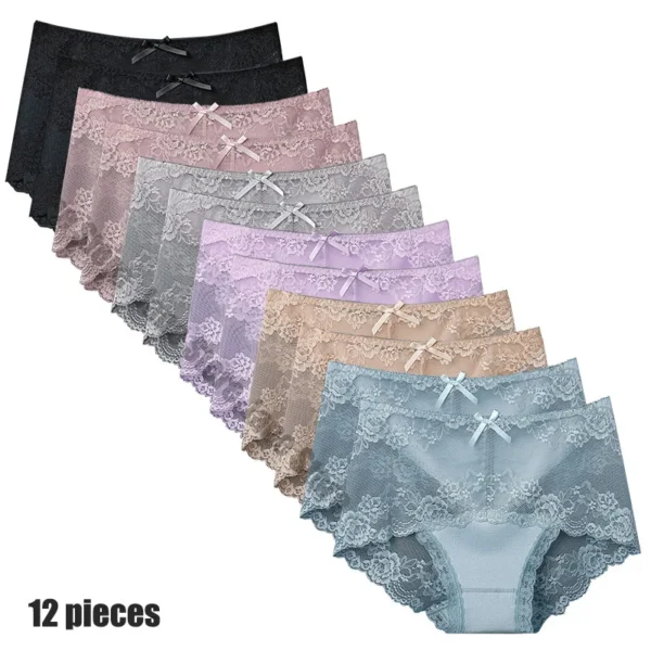 Sous-Vêtements Sexy En Dentelle Pour Femmes, 12 Pièces, Culottes Confortables Et Élégantes, Lingerie Transparente Légère Et Respirante