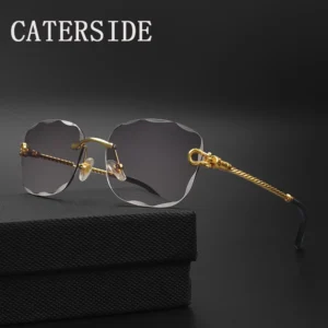 CATERSIDE rétro mode lunettes de soleil femmes hommes marque concepteur sans monture dégradé lunettes de soleil nuances coupe lentille dames lunettes