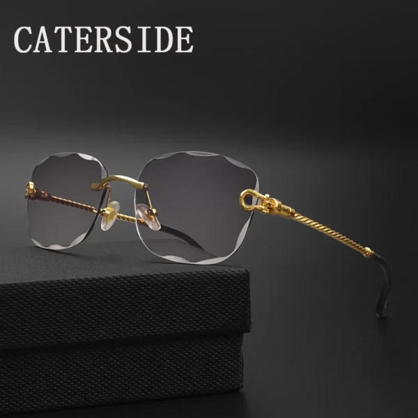 Caterside Rétro Mode Lunettes De Soleil Femmes Hommes Marque Concepteur Sans Monture Dégradé Lunettes De Soleil Nuances Coupe Lentille Dames Lunettes