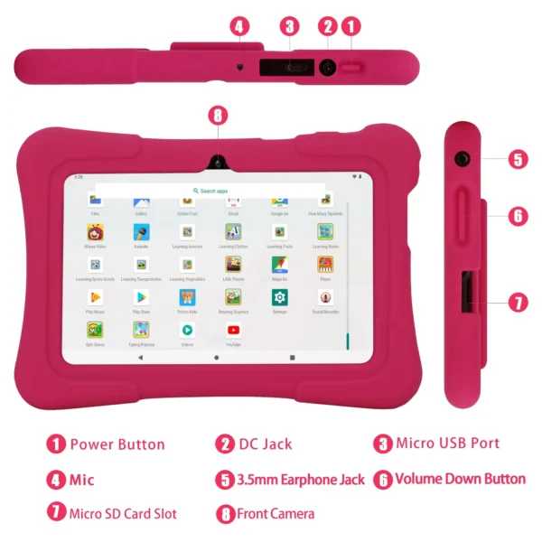 Pritom 7 Pouces Enfants Tablette Quad Core Android 10 32Gb Wifi Bluetooth Logiciel Éducatif Installé – Image 2