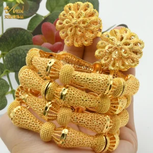 ANIID femmes Bracelet à breloques Bracelet 24K couleur or bijoux Dubai fleur
