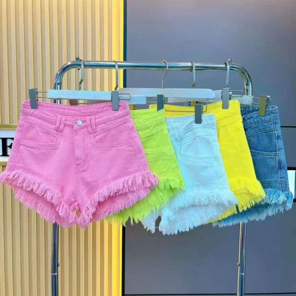 Short En Denim À Franges Pour Femmes