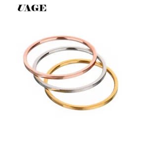 UAGE Stainless Steel Rings Rose Gold Anti-allergy Smooth Simple personalized custom Wedding Couples Rings Bijouterie