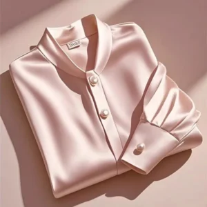 Chemise française élégante en Satin rose pour femmes