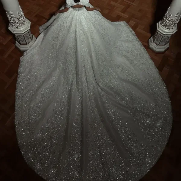 Robe De Mariée Princesse De Luxe Personnalisée, Robe De Rhperlée, Paillettes De Diamant Cristal Kly, Train De Cour Dos Nu, Patients, Quoi Que Ce Soit, 2025 – Image 3