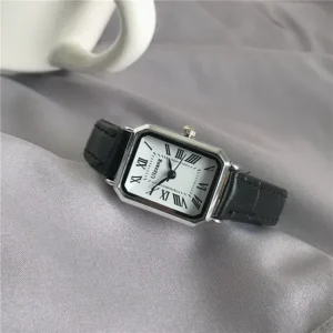 Montres rétro classiques décontractées, cadran à Quartz, bracelet en cuir, horloge rectangulaire, à la mode, cadeau pour femmes