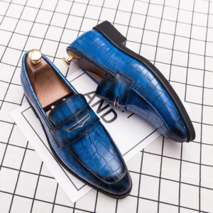Chaussures hommes cuir original italien classique bleu penny mocassins chaussures rouge chaussures habillées chaussures de mariage hommes chaussures plates formelles grande taille: 38-48