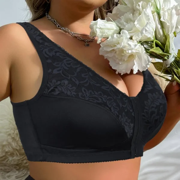 Beauwear 7 Crochets Fermeture Avant Sans Doublure Mince Confort Soutien-Gorge Sans Fil Plaine Florale Pleine Tasse Minimiseur Bralette – Image 3
