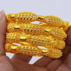 Bracelets éthiopiens en or 24 carats pour femmes
